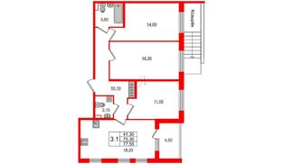 Квартира в ЖК Univer City, 3 комнатная, 75.3 м², 1 этаж