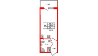 Квартира в ЖК «Универ Сити», студия, 24.6 м², 4 этаж