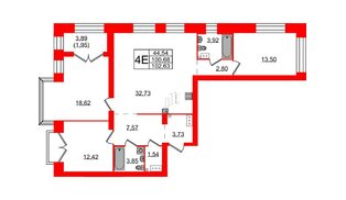 Квартира в ЖК Наука, 3 комнатная, 102.63 м², 9 этаж