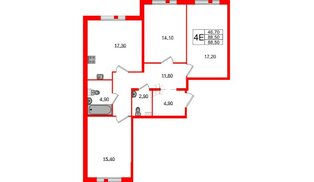 Квартира в ЖК Монография, 3 комнатная, 88 м², 2 этаж