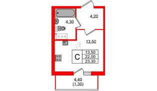 Квартира в ЖК Монография, студия, 23.2 м², 8 этаж