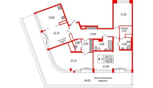 Квартира в ЖК «Amber Club на Васильевском», 4 комнатная, 113 м², 6 этаж