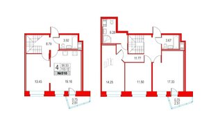 Квартира в ЖК Приморский квартал, 4 комнатная, 110.8 м², 17 этаж