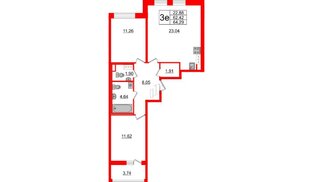 Квартира в ЖК Cube, 2 комнатная, 64.29 м², 7 этаж