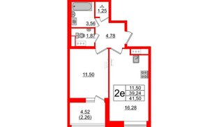 Квартира в ЖК Cube, 1 комнатная, 41.5 м², 8 этаж