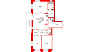 Квартира в ЖК «Черная Речка», 3 комнатная, 103.12 м², 6 этаж