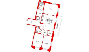 Квартира в ЖК «Черная Речка», 3 комнатная, 103.77 м², 2 этаж