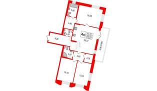 Квартира в ЖК «Черная Речка», 3 комнатная, 103.11 м², 3 этаж