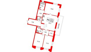 Квартира в ЖК «Черная Речка», 3 комнатная, 103.12 м², 4 этаж