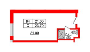 Апартаменты в ЖК Апарт-отель Well , студия, 23.95 м², 4 этаж