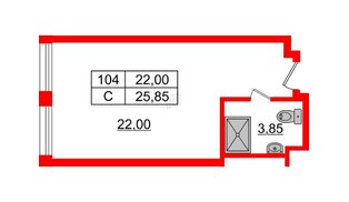 Апартаменты в ЖК Апарт-отель Well , студия, 25.94 м², 4 этаж