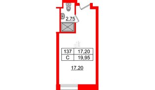 Апартаменты в ЖК Апарт-отель Well , студия, 20.06 м², 4 этаж