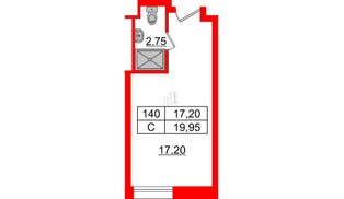 Апартаменты в ЖК Апарт-отель Well , студия, 20.06 м², 4 этаж