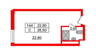 Апартаменты в ЖК Апарт-отель Well , студия, 26.85 м², 4 этаж