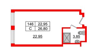 Апартаменты в ЖК Апарт-отель Well , студия, 26.97 м², 4 этаж
