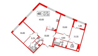 Квартира в ЖК Миръ, 3 комнатная, 121 м², 3 этаж