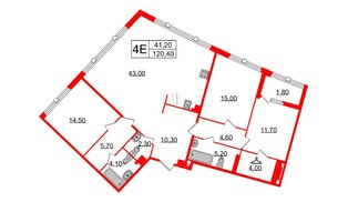 Квартира в ЖК Миръ, 3 комнатная, 120.4 м², 7 этаж