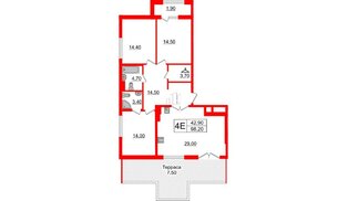 Квартира в ЖК Миръ, 3 комнатная, 98.2 м², 8 этаж