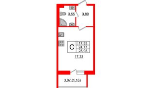 Квартира в ЖК Астрид, студия, 25.93 м², 2 этаж