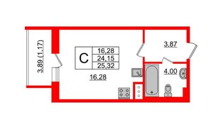 Квартира в ЖК Астрид, студия, 25.32 м², 8 этаж