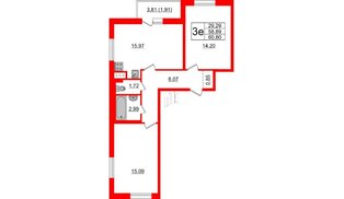 Квартира в ЖК Астрид, 2 комнатная, 60.8 м², 7 этаж