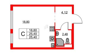 Квартира в ЖК Янинский Лес, студия, 25.4 м², 11 этаж