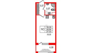 Квартира в ЖК Astra Marine, студия, 24.6 м², 6 этаж