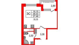 Квартира в ЖК Astra Marine, студия, 25.8 м², 3 этаж