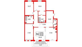 Квартира в ЖК Imperial Club, 4 комнатная, 136.48 м², 5 этаж