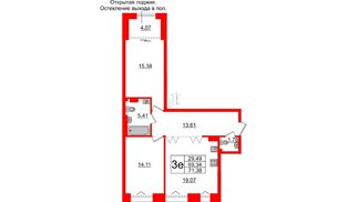Квартира в ЖК «Империал Клаб», 2 комнатная, 69.34 м², 5 этаж