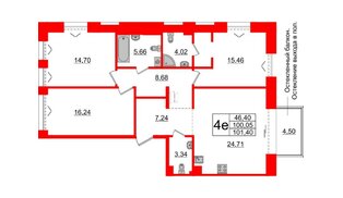 Квартира в ЖК Imperial Club, 3 комнатная, 100.05 м², 5 этаж