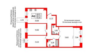 Квартира в ЖК «Империал Клаб», 3 комнатная, 89.15 м², 4 этаж