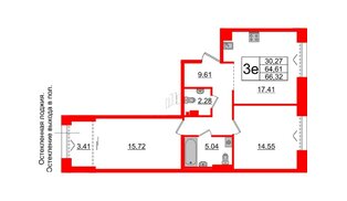 Квартира в ЖК «Империал Клаб», 2 комнатная, 64.61 м², 5 этаж