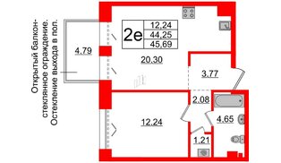 Квартира в ЖК «Империал Клаб», 1 комнатная, 44.25 м², 5 этаж