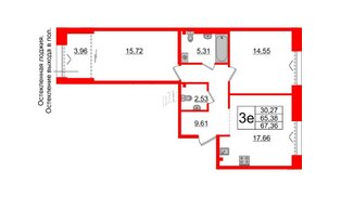 Квартира в ЖК «Империал Клаб», 2 комнатная, 65.38 м², 2 этаж