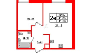 Апартаменты в ЖК ZOOM Черная речка, 1 комнатные, 41.36 м², 6 этаж