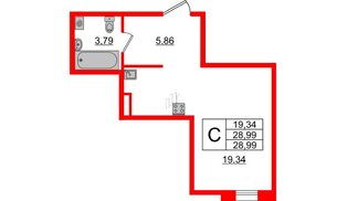 Апартаменты в ЖК ZOOM Черная речка, студия, 28.99 м², 9 этаж