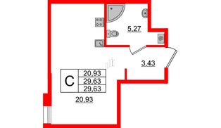 Апартаменты в ЖК ZOOM Черная речка, студия, 29.63 м², 4 этаж