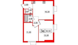 Квартира в ЖК Витебский парк, 2 комнатная, 50.5 м², 4 этаж