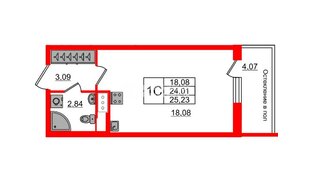 Квартира в ЖК «Сенат в Московском», студия, 24 м², 10 этаж
