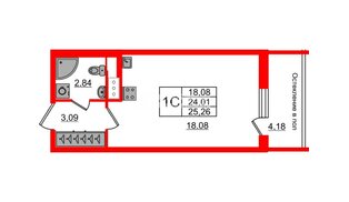 Квартира в ЖК «Сенат в Московском», студия, 24 м², 10 этаж