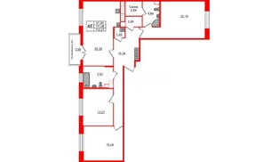 Квартира в ЖК «Сенат в Московском», 3 комнатная, 108.8 м², 3 этаж