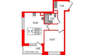 Квартира в ЖК «Сенат в Московском», 1 комнатная, 35.2 м², 4 этаж