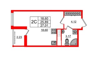 Квартира в ЖК «Сенат в Московском», студия, 25.8 м², 10 этаж