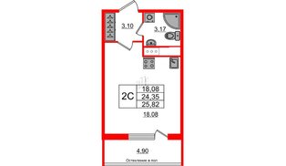 Квартира в ЖК «Сенат в Московском», студия, 24.3 м², 12 этаж