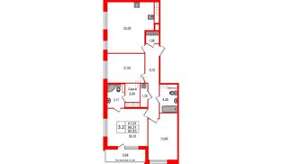Квартира в ЖК «Сенат в Московском», 3 комнатная, 87.2 м², 5 этаж