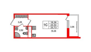 Квартира в ЖК «Сенат в Московском», студия, 24.3 м², 10 этаж