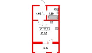 Квартира в ЖК «Расцветай в Янино», студия, 25.3 м², 1 этаж
