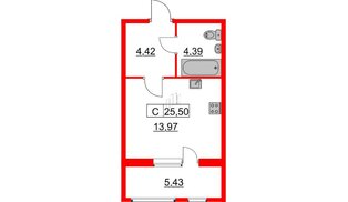 Квартира в ЖК «Расцветай в Янино», студия, 25.4 м², 2 этаж