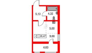 Квартира в ЖК «Расцветай в Янино», студия, 26.5 м², 1 этаж